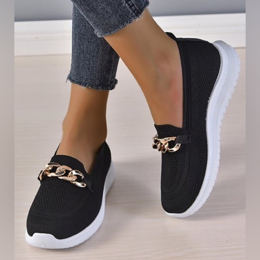 PAOTMBU - Black & White Bit-Accent Slip-On Sneaker - size 8.5 - new